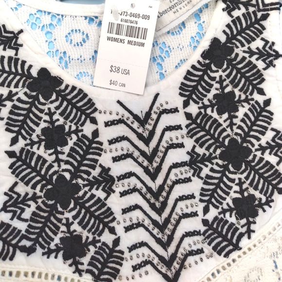 Y2K A & F Cropped Beaded Embroidered Fringed Lace Top Halter Sz L New W Tags - Picture 5 of 10